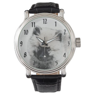 Keeshond Puppy Drawing - Cute Original Dog Art Watch