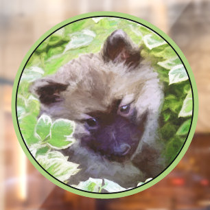 Keeshond Puppy in the Garden Painting Original Art