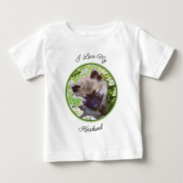 Keeshond Puppy in the Garden Painting Original Art Baby T-Shirt (Front)