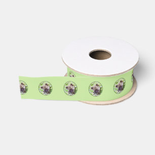 Keeshond Puppy in the Garden Painting Original Art Grosgrain Ribbon