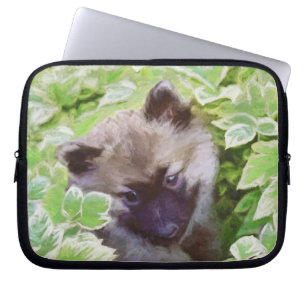 Keeshond Puppy in the Garden Painting Original Art Laptop Sleeve