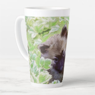 Keeshond Puppy in the Garden Painting Original Art Latte Mug