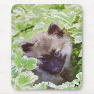 Keeshond Puppy in the Garden Painting Original Art Mouse Pad