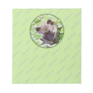 Keeshond Puppy in the Garden Painting Original Art Notepad