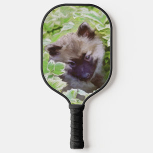 Keeshond Puppy in the Garden Painting Original Art Pickleball Paddle