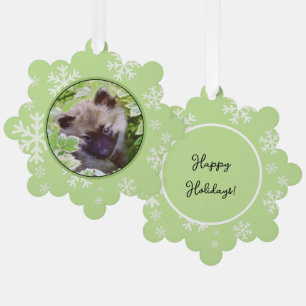 Keeshond Puppy in the Garden Painting Original Art Tree Decoration Card