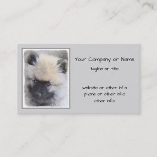 Keeshond Puppy Painting - Cute Original Dog Art Business Card