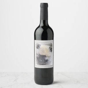Keeshond Puppy Painting - Cute Original Dog Art Wine Label