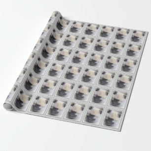 Keeshond Puppy Painting - Cute Original Dog Art Wrapping Paper