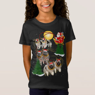 Keeshond Reindeer Christmas Dog Riding Santa Xmas T-Shirt