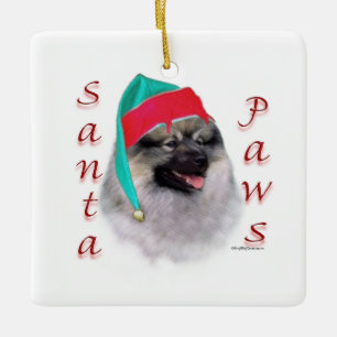 Keeshond Santa Paws Ceramic Ornament