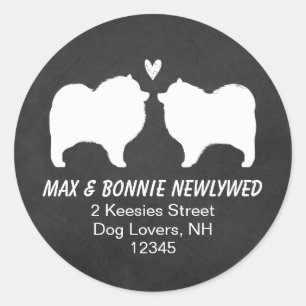 Keeshond Silhouettes Return Address Classic Round Sticker