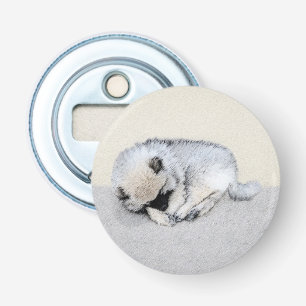 Keeshond Sleeping Puppy Painting - Original Dog Ar Bottle Opener