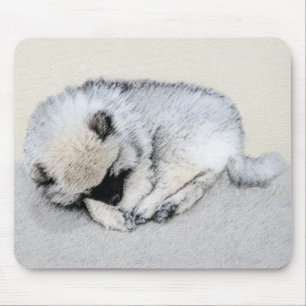 Keeshond Sleeping Puppy Painting - Original Dog Ar Mouse Pad