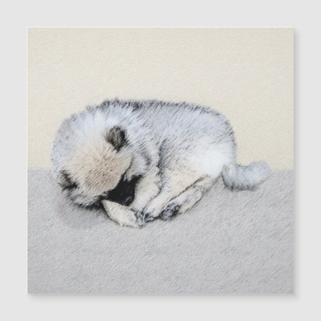 Keeshond Sleeping Puppy Painting Original Dog Art (Front)