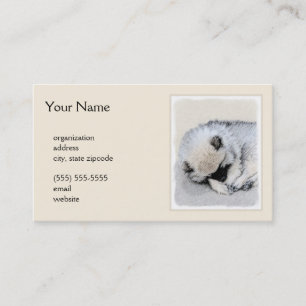 Keeshond Sleeping Puppy Painting Original Dog Art Business Card
