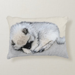 Keeshond Sleeping Puppy Painting Original Dog Art Decorative Cushion
