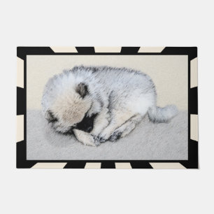 Keeshond Sleeping Puppy Painting Original Dog Art Doormat