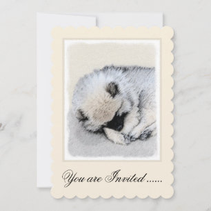 Keeshond Sleeping Puppy Painting Original Dog Art Invitation