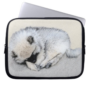 Keeshond Sleeping Puppy Painting Original Dog Art Laptop Sleeve