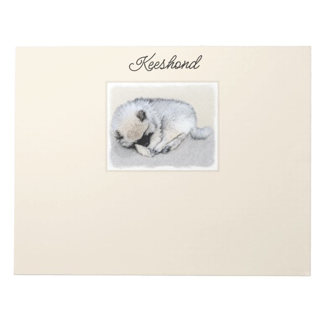 Keeshond Sleeping Puppy Painting Original Dog Art Notepad (Front)