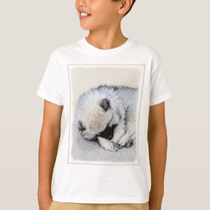 Keeshond Sleeping Puppy Painting Original Dog Art T-Shirt