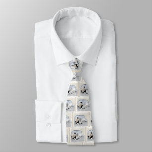 Keeshond Sleeping Puppy Painting Original Dog Art Tie