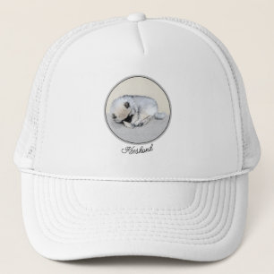 Keeshond Sleeping Puppy Painting Original Dog Art Trucker Hat