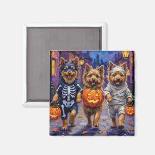 Keeshond Trick-or-Treating in Halloween Costumes Magnet