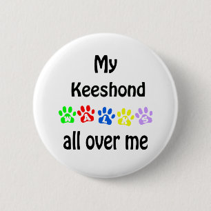 Keeshond Walks Design 6 Cm Round Badge