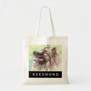 Keeshond Watercolor Portrait Tote Bag