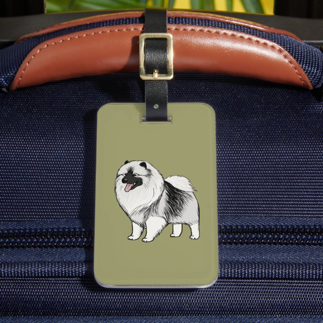 Keeshond with Customisable Text Luggage Tag (Front Insitu 2)