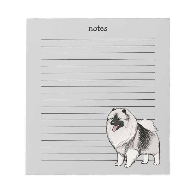 Keeshond with Customisable Text Notepad (Front)
