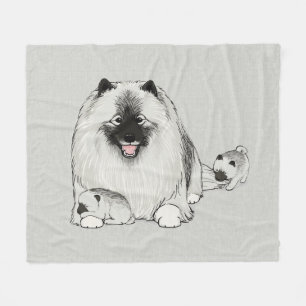 Keeshond with Puppies   Cute Keesie Dog Family Fleece Blanket