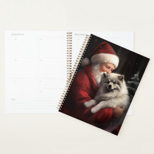Keeshond With Santa Claus Festive Christmas Planner