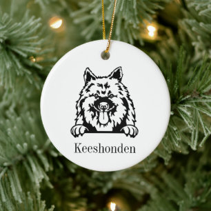 Keeshonden dog personalised pet ornament, Cu Cera Ceramic Tree Decoration