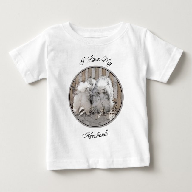 Keeshonds at the Gate Painting - Original Dog Art Baby T-Shirt (Front)