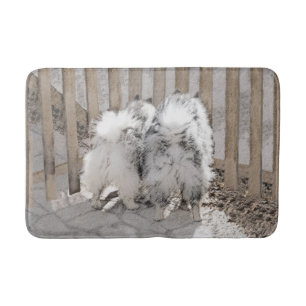 Keeshonds at the Gate Painting - Original Dog Art Bath Mat