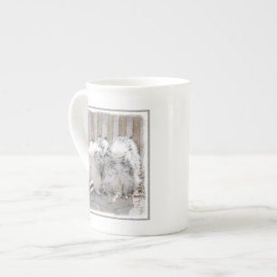 Keeshonds at the Gate Painting - Original Dog Art Bone China Mug