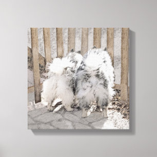 Keeshonds at the Gate Painting - Original Dog Art Canvas Print