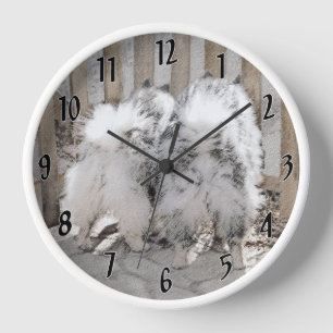 Keeshonds at the Gate Painting - Original Dog Art Clock