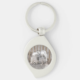 Keeshonds at the Gate Painting - Original Dog Art Key Ring