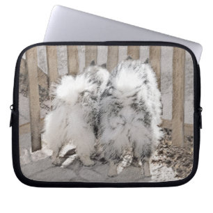 Keeshonds at the Gate Painting - Original Dog Art Laptop Sleeve
