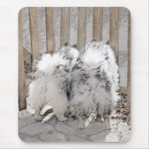 Keeshonds at the Gate Painting - Original Dog Art Mouse Pad