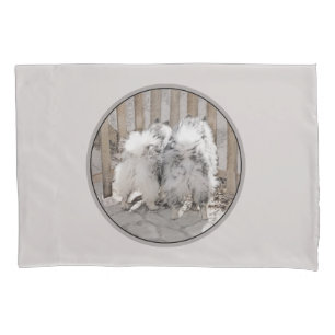 Keeshonds at the Gate Painting - Original Dog Art Pillowcase
