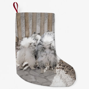 Keeshonds at the Gate Painting - Original Dog Art Small Christmas Stocking