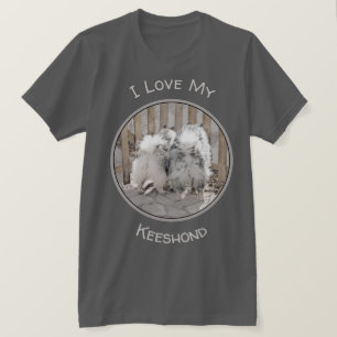 Keeshonds at the Gate Painting - Original Dog Art T-Shirt