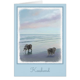 Keeshonds at the Seashore Painting Dog Art