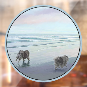 Keeshonds at the Seashore Painting Dog Art