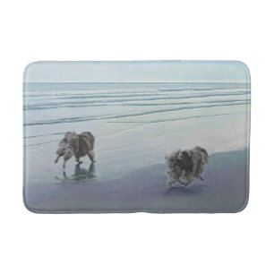 Keeshonds at the Seashore Painting Dog Art Bath Mat